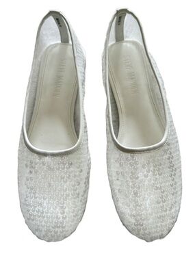 Steve Madden Garcelle White Sequin Ballet Flats - Sparkle Slip-Ons